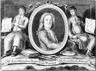 Handelskarte für Bernard Lens III, graviert von Louis Philippe Boitard